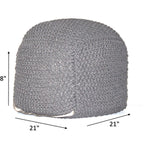 Cable Knitted Accent Pouf with Semi Rounded Design - Beige, Dark Brown, Dark Gray