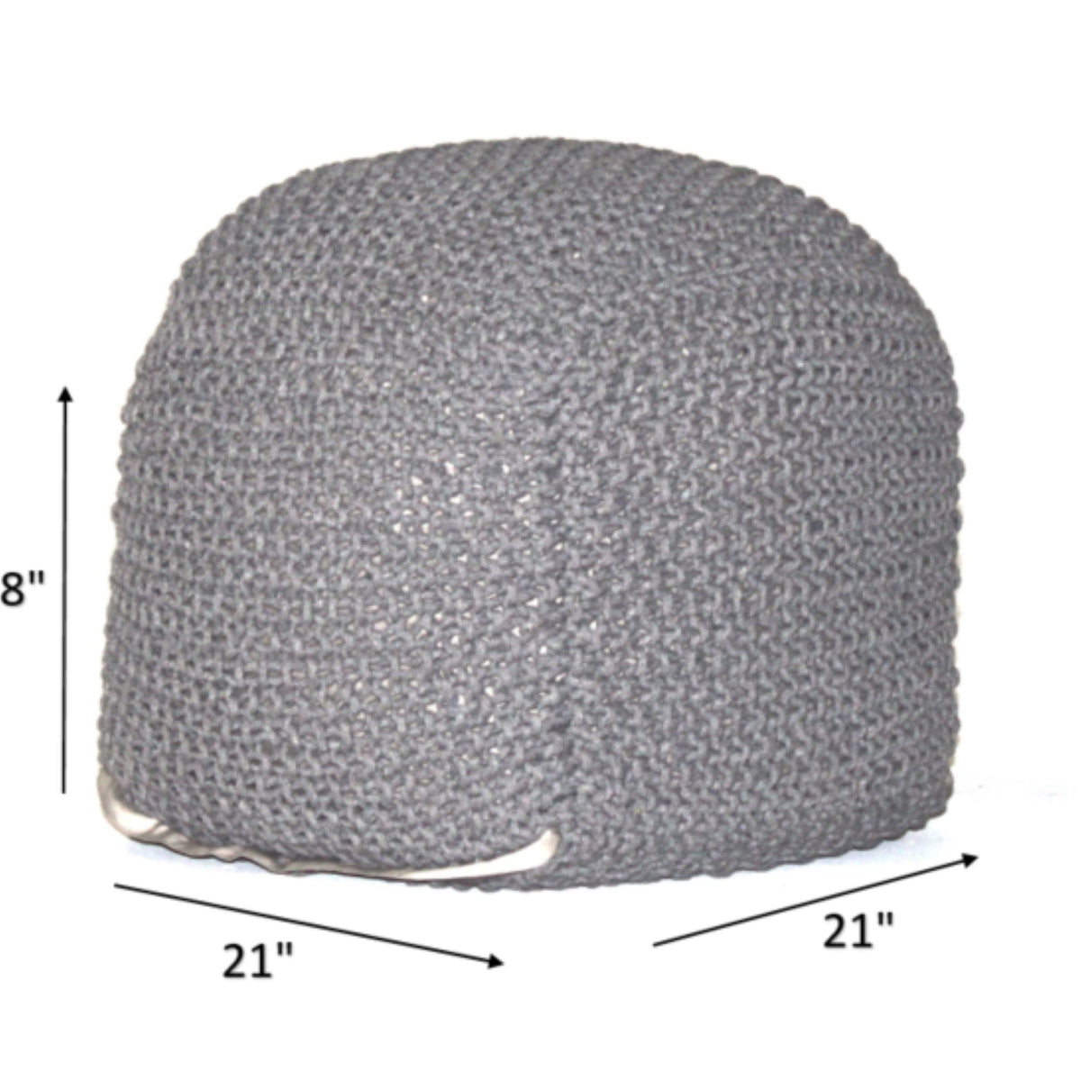 Cable Knitted Accent Pouf with Semi Rounded Design - Beige, Dark Brown, Dark Gray