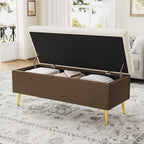 Modern Tufted Storage Ottoman Bench with Metal Legs - Bouclé Fabric