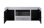 Mirrored TV Stand with Faux Diamonds and Storage - Silver
