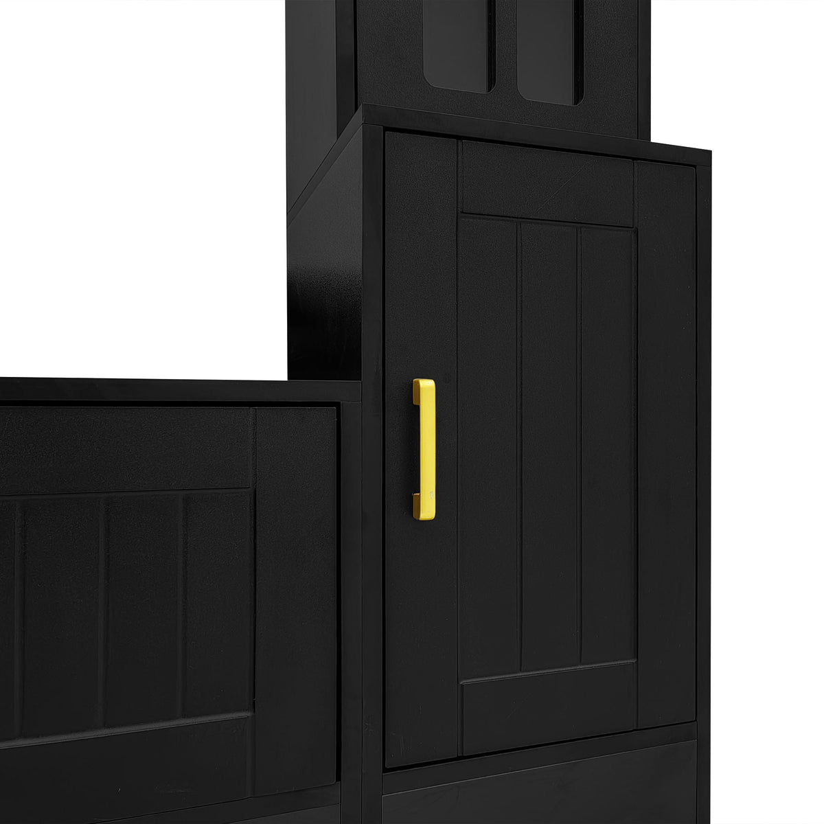 Wall Unit Entertainment Center with Glass Doors - White or Black