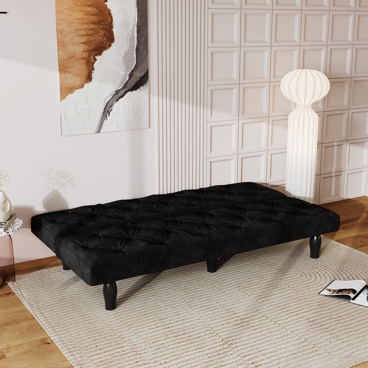 Sofa Bed With Adjustable Backrest with Premium Fabric – Black or Pink