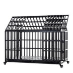 Heavy Duty Dog Crate with Lockable Wheels - Black