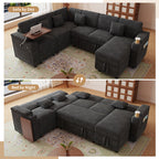 100-Inch Pull-Out Sofa with USB Ports and Cup Holder - Corduroy