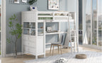Twin Loft Bed with Drawers and Desk - White