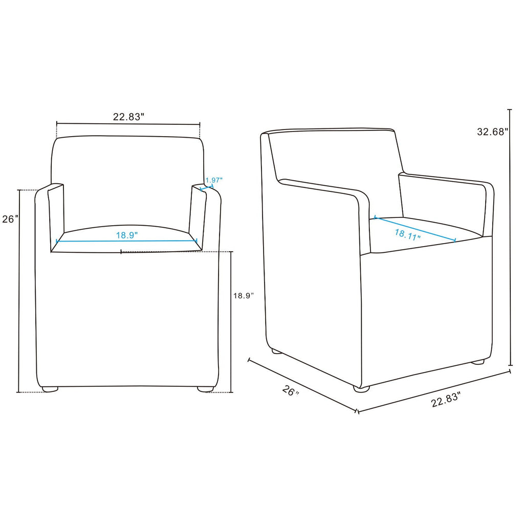 Square Armchair with Upholstered Seat - Available in Multiple Colors
