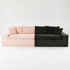 Multifunctional 4-Seater Stationary Sofa with Adjustable Layout - Pink & Black