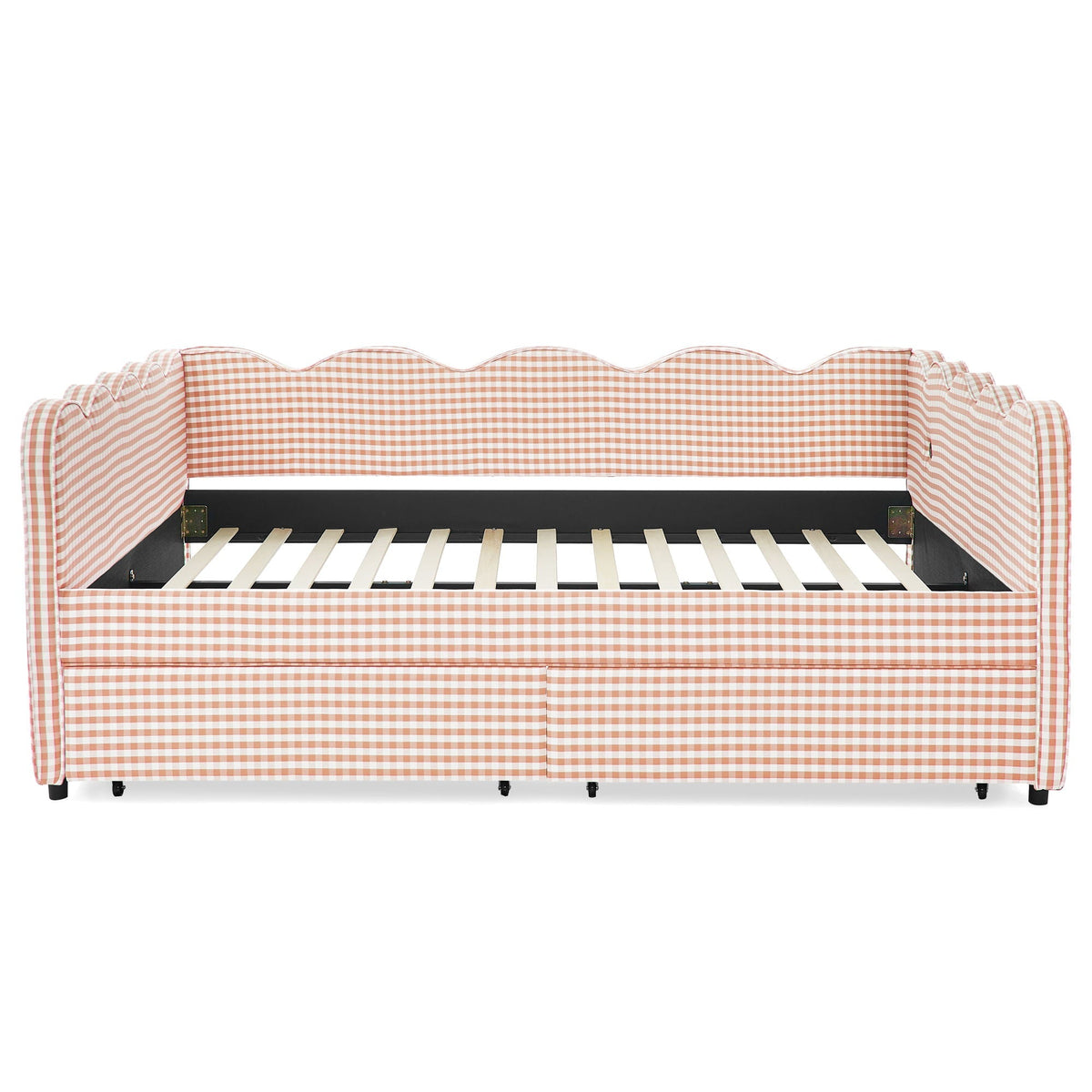 Gingham Daybed with USB Charging Port and Wave-Shaped Design - Multiple Colors