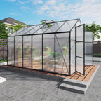 Gain Height Windproof Greenhouse with Heavy-Duty Frame - Black