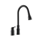 Matte Black Kitchen Sink Faucet with Pull Down Sprayer - Lead-Free Brass