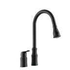 Matte Black Kitchen Sink Faucet with Pull Down Sprayer - Lead-Free Brass