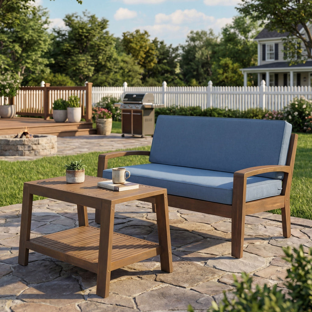 2 Piece Outdoor Conversation Set with Water-Resistant Cushions - Multiple Colors