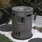 32000 BTU Round Outdoor Gas Fire Pit with Lava Stones and Cover