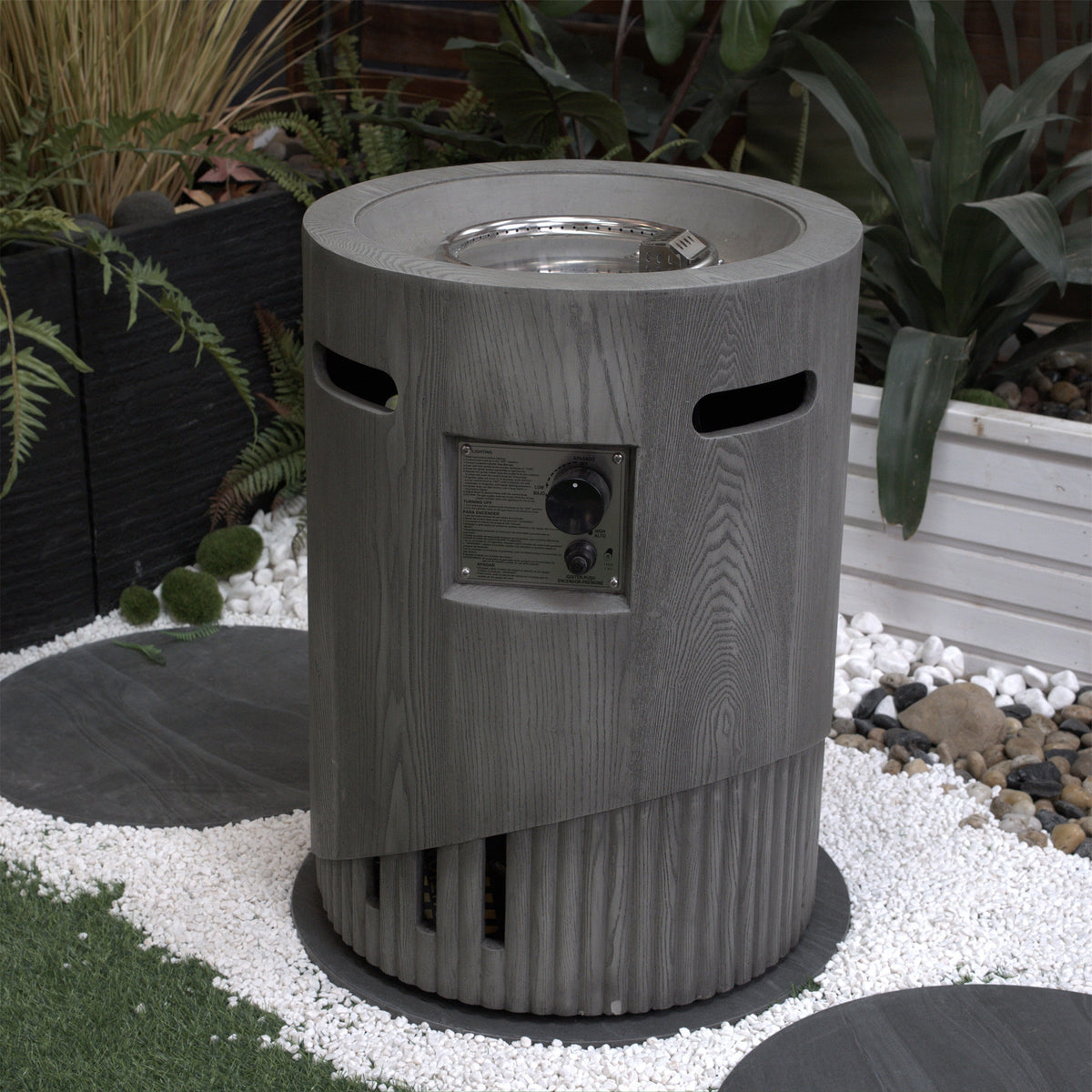 32000 BTU Round Outdoor Gas Fire Pit with Lava Stones and Cover