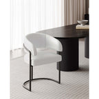 Geometric Base Dining Chair with Vegan Upholstery – White or Gray