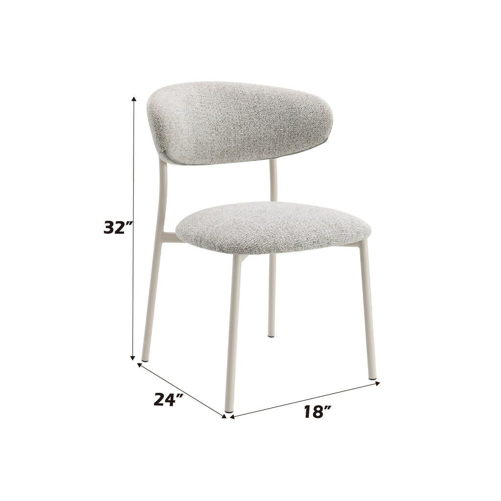 Fabric Side Chair Set with Padded Seat - Light Gray