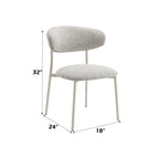 Fabric Side Chair Set with Padded Seat - Light Gray