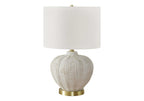 Transitional Lighting Table Lamp with Ivory Linen Shade - Cream