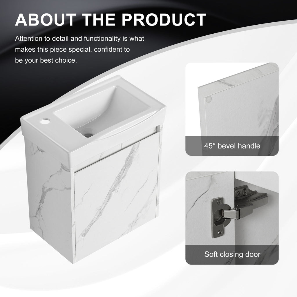 Modern Bathroom Vanity with Ceramic Basin and Storage Cabinet - Light Brown, Black, or White