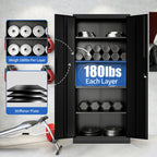 Steel Garage Storage Cabinet with Adjustable Shelves and Lock – Black or White