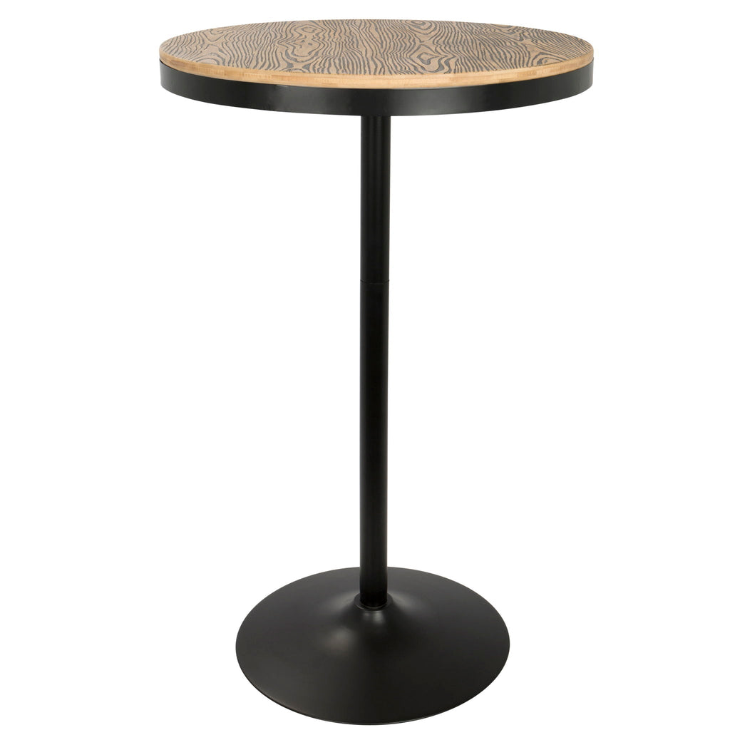 Industrial Adjustable Bar Dinette Table with Bamboo Top - Dark Brown or Light Brown