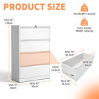 Premium Drawer Metal Lateral File Cabinet with Lock - Black or White