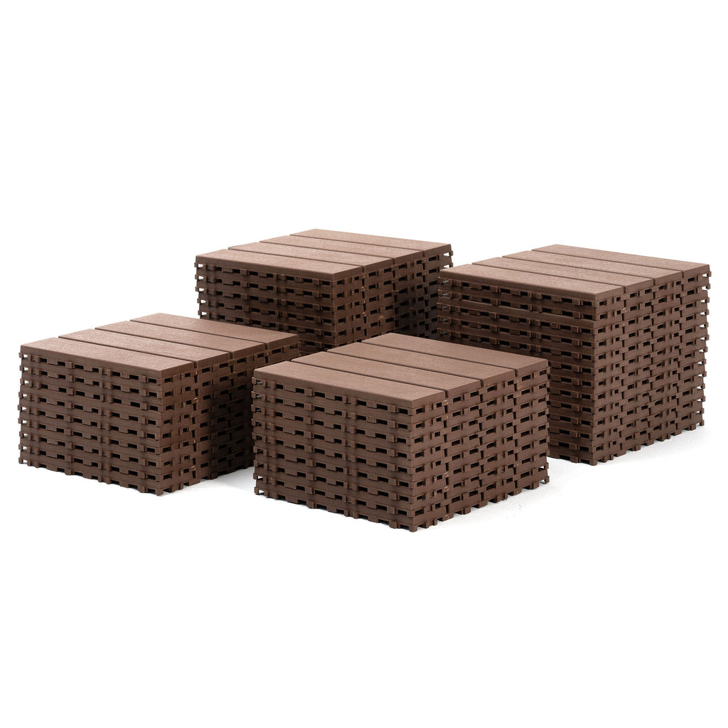 Interlocking Deck Tiles 44 Pack with Easy Click Installation - Dark Brown or Dark Gray