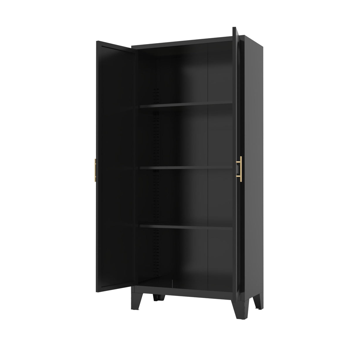 Shapely Doors Metal Storage Cabinet with Adjustable Shelves - White, Black, or Beige