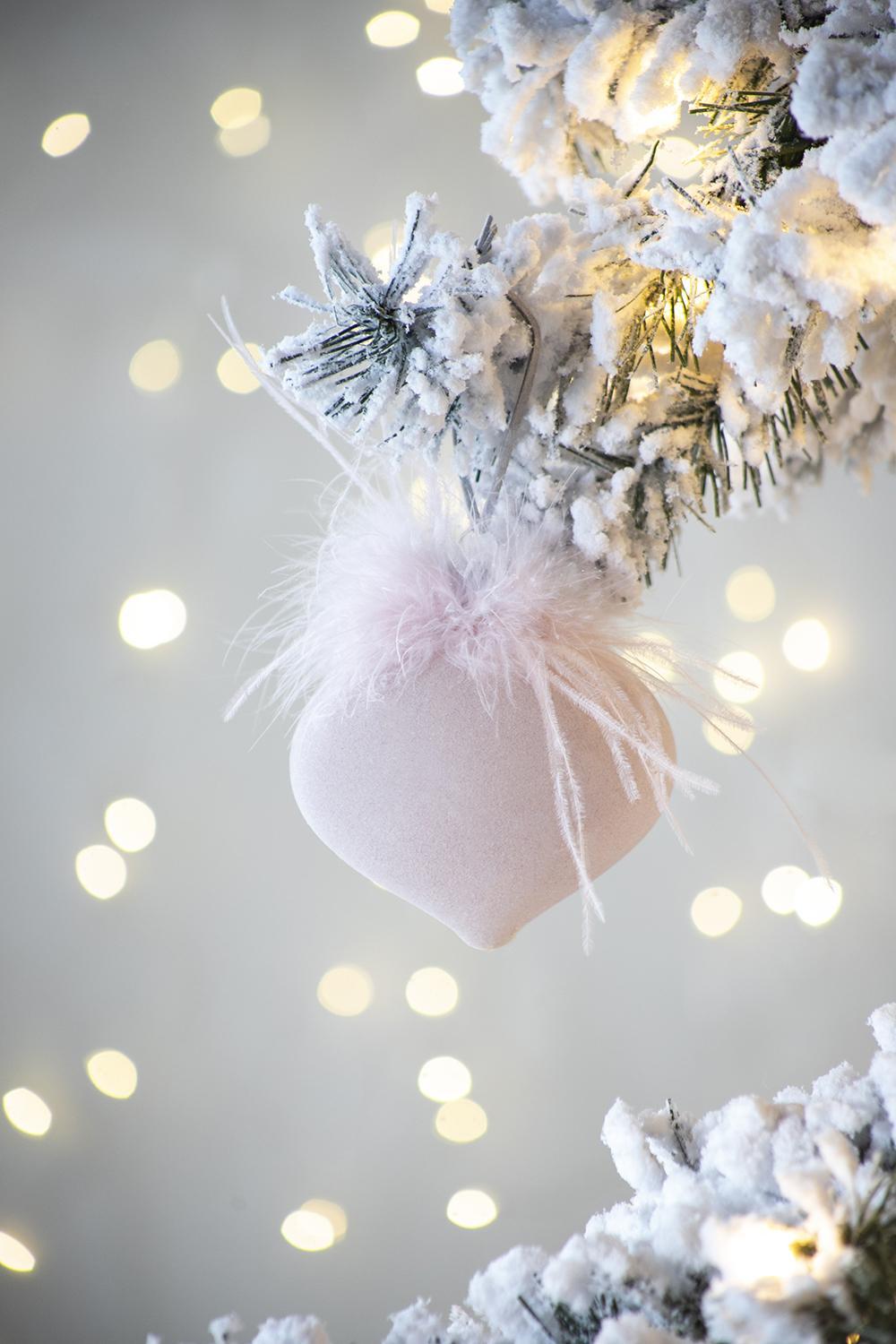 Pink Glass Christmas Ball Ornaments (Set of 6)