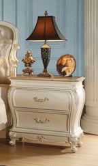 Chantelle Nightstand With Granite Top - White
