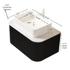 30" Floating Bathroom Vanity with Ceramic Basin & Storage - Black, Carrara White, White