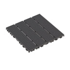 Interlocking Plastic Deck Tiles with Waterproof Construction - Dark Gray or Dark Brown