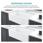 Farmhouse Ceramic Apron Front Single Bowl Kitchen Sink with Durable Design - White or Black