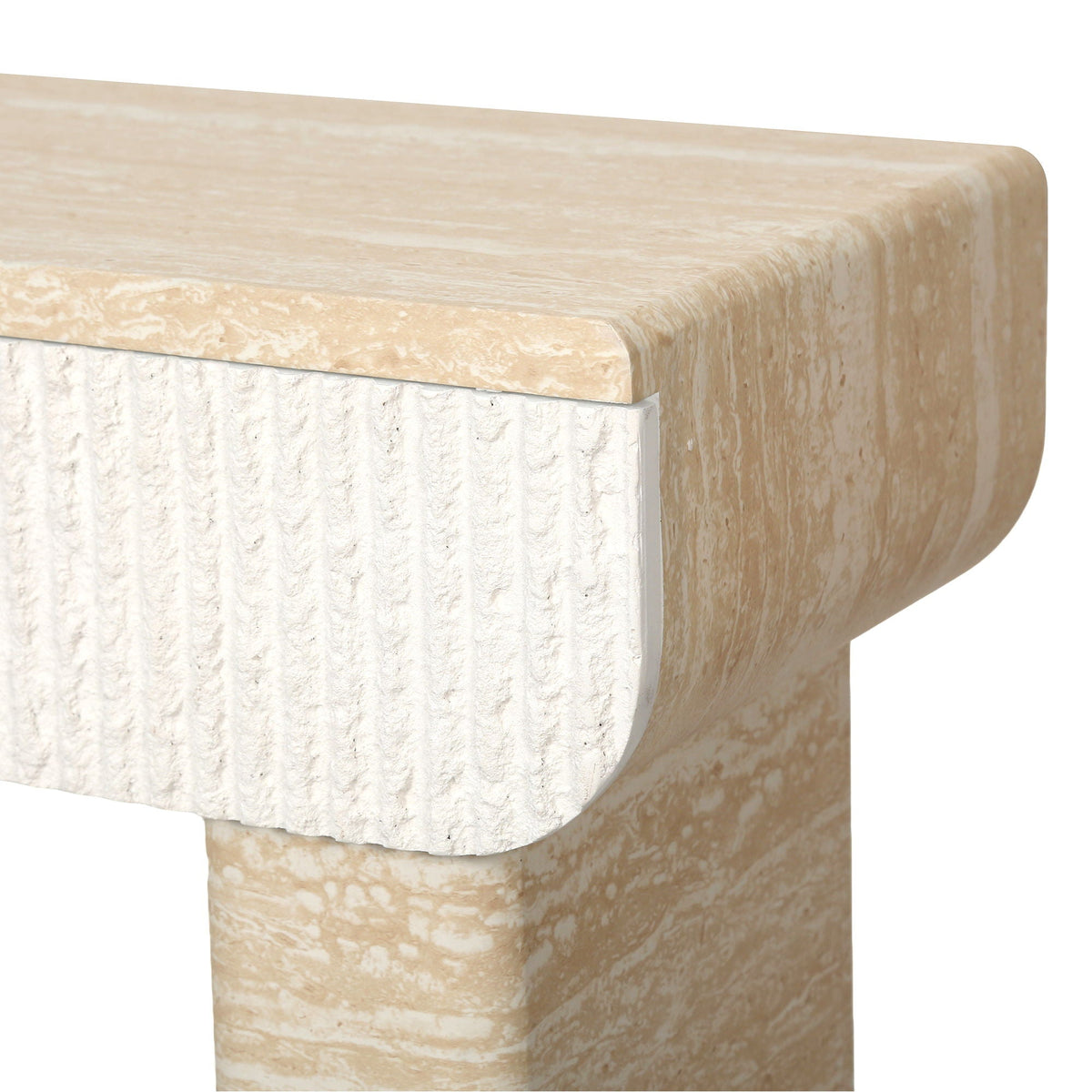 Entryway Table with 2 Hidden Handle Drawers – Beige / Yellow