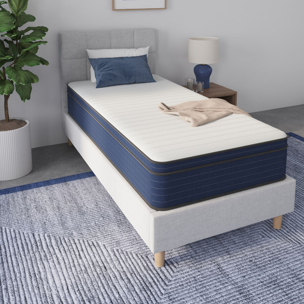10" Medium Firm Euro Top Hybrid Mattress with Cooling Gel - White