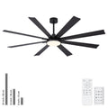 Large Ceiling Fan with Dimmable LED Light and Remote Control - Black or Dark Brown
