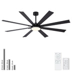 Large Ceiling Fan with Dimmable LED Light and Remote Control - Black or Dark Brown