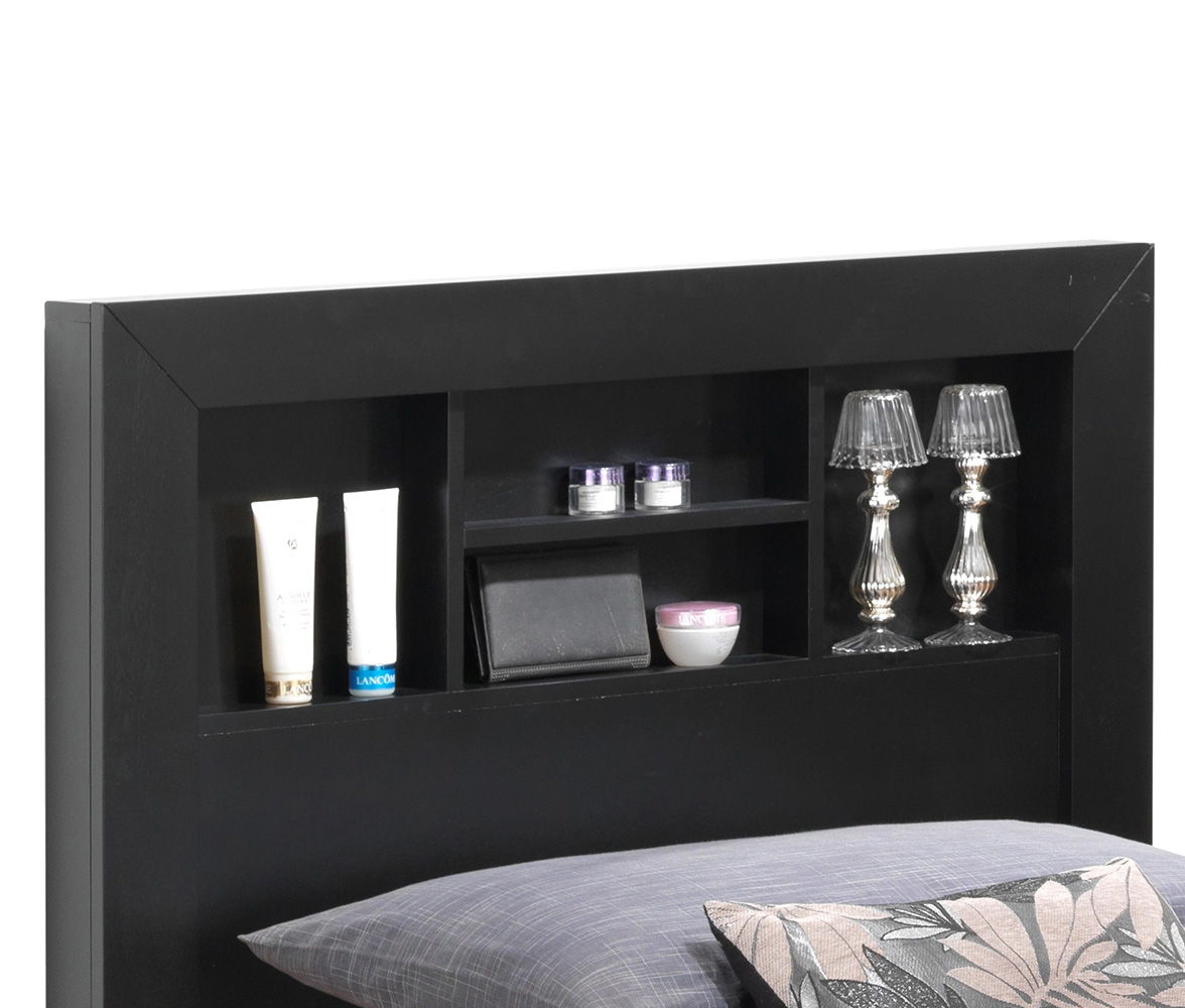 Transitional Storage Bed with Headboard Shelving - Multiple Colors