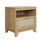 Modern Cane Accent Nightstand with 1 Drawer - Black or Light Brown