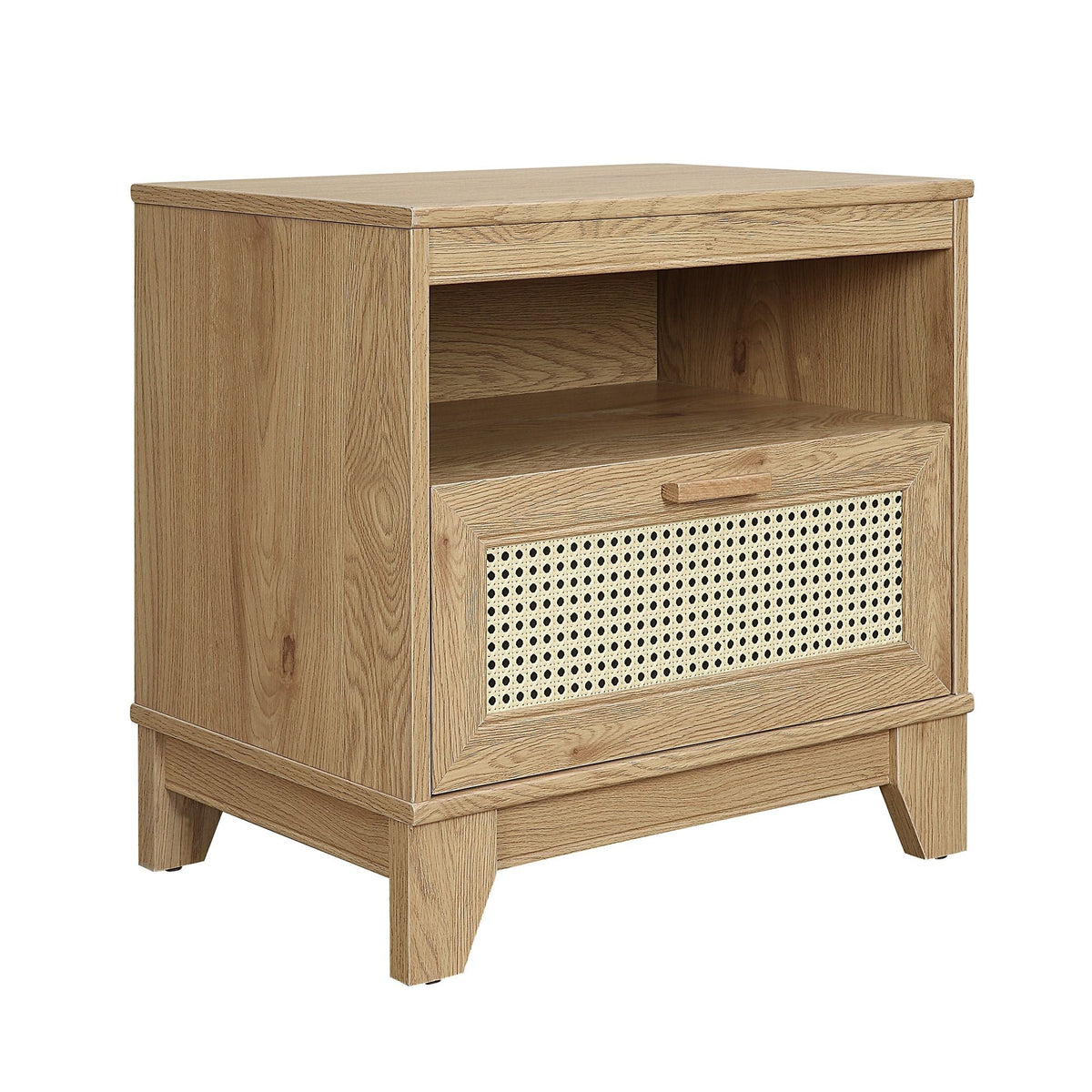 Modern Cane Accent Nightstand with 1 Drawer - Black or Light Brown