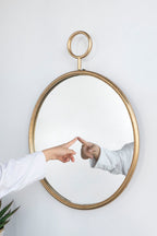 Gray Circle Wall Mirror with Iron Frame - Modern Accent for Living Room