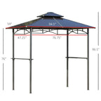Outdoor BBQ Canopy Grill Gazebo with Steel Frame - Brown