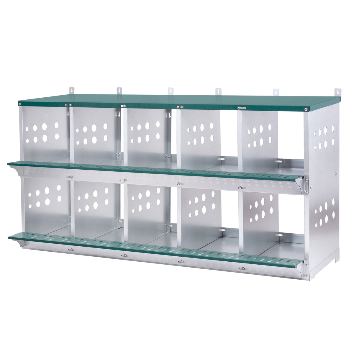 10-Bay Metal Nest Box with Wall Mount - Galvanized Steel