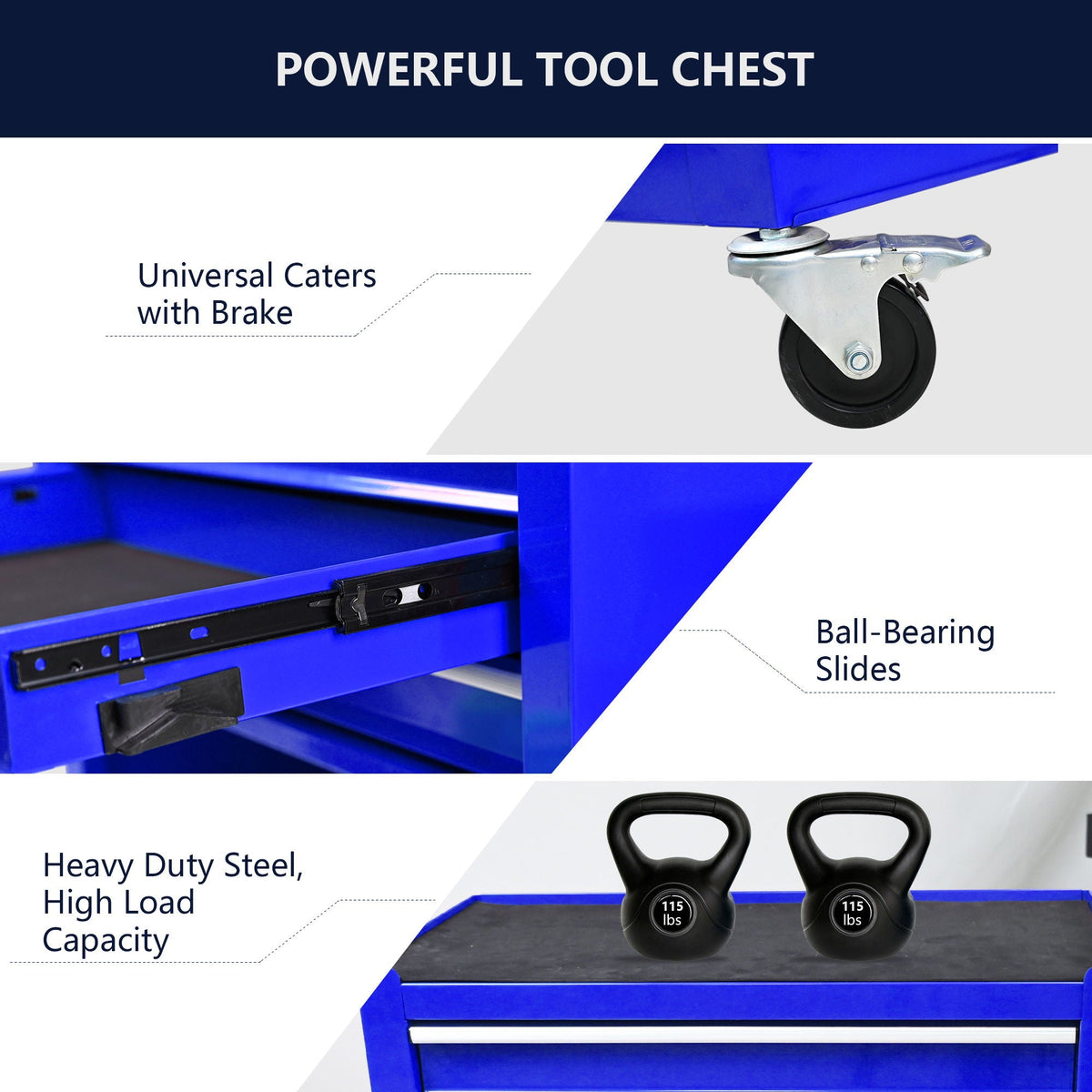 Multifunctional 4-Drawer Tool Cart with Wheels - Blue or Orange