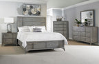 Dark Gray Storage Bed with Bookmatched Veneer and Lighted Headboard