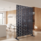 Black Metal Room Divider Privacy Screen with Rust-Resistant Finish