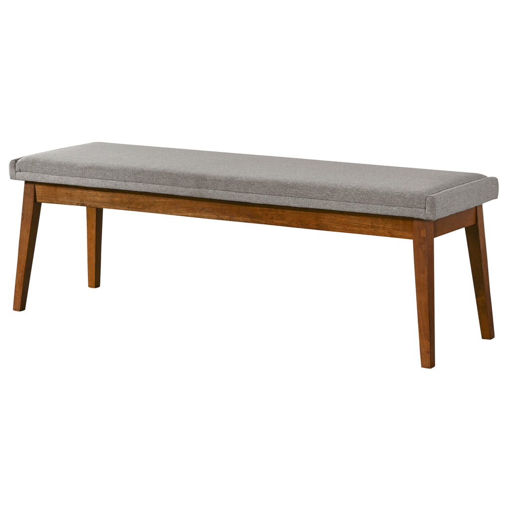 Ash Gray Upholstered Bench with Solid Wood Base - Ash Gray