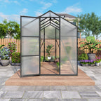 Windproof Greenhouse with Raised Base - Polycarbonate Panels - Black