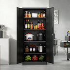Steel Garage Storage Cabinet with Adjustable Shelves and Lock – Black or White