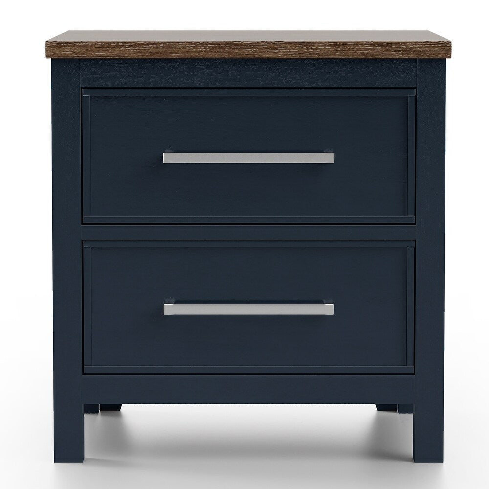 Modern Farmhouse Style Nightstand with Dovetail Drawers - Two-Tone